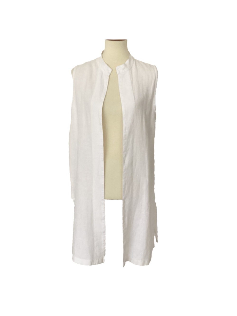 Chico's White Sleeveless Linen Duster Cardigan Size 1 (Women's 10)